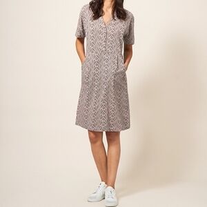 White Stuff Fern Print Jersey Dress - UK 12 (EU 40)
